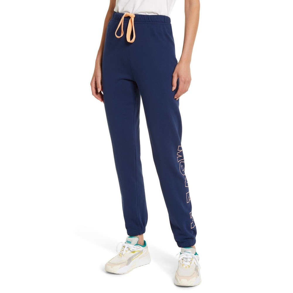 MOTHER The Bender Jogger Sweatpants Women Small Blue Move It Graphic Activewear